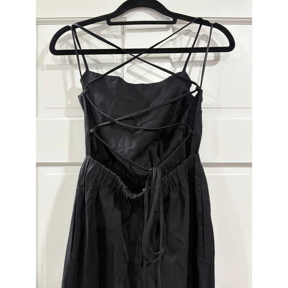 NWT En Saison Benita Black Jumpsuit Size XS Lace Up Back Anthropologie - Picture 2 of 7